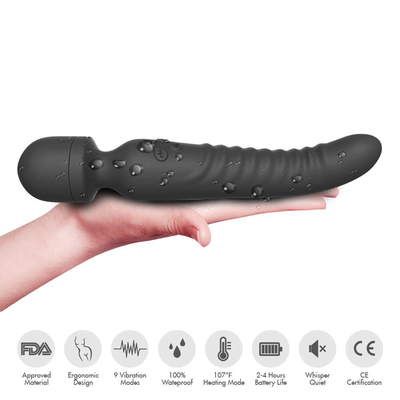Vibrateur mou de godemiché de cou de double d'extrémité de Massager de chauffage baguette magique intelligente de poids du commerce