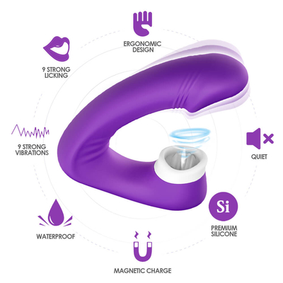 2 femelles dans 1 langue de sexe léchant le vibrateur, jouets adultes de sexe de Clit de nouveauté