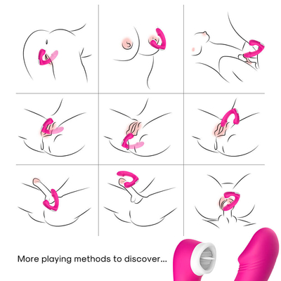 2 femelles dans 1 langue de sexe léchant le vibrateur, jouets adultes de sexe de Clit de nouveauté