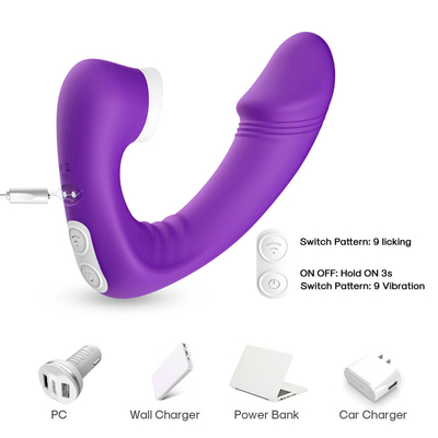 2 femelles dans 1 langue de sexe léchant le vibrateur, jouets adultes de sexe de Clit de nouveauté