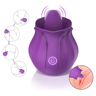 Langue orale de fleur léchant le vibrateur