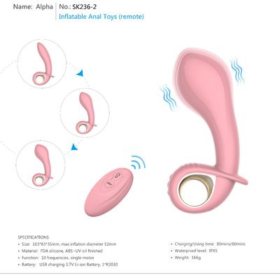 Le sexe anal de prise de silicone à télécommande sans fil joue la prise vibrante rechargeable de bout