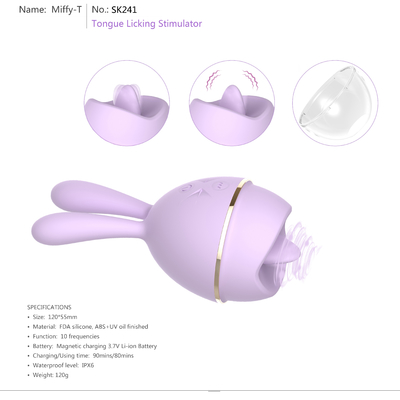 Langue imperméable de moteur de lapin mou double léchant des jouets de plaisir de vibrateur pour des femmes