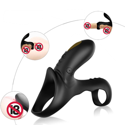 Double anneau vibrant de coq des moteurs 40dbs, vibrateur masculin de pénis de batterie de 280mAh Li