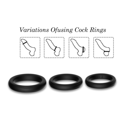 Trois dans le gland d'un silicone entassent la grande taille 52mm de l'anneau IPX7 pour l'éjaculation de retard