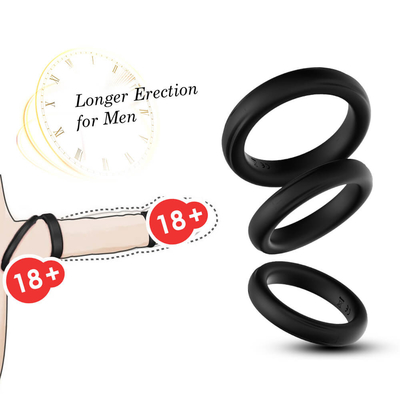 Trois dans le gland d'un silicone entassent la grande taille 52mm de l'anneau IPX7 pour l'éjaculation de retard