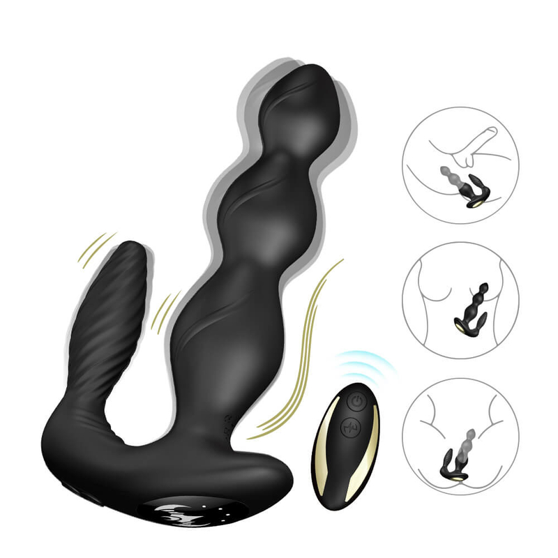 9 vitesses vibrant l'extérieur sans fil de bout de la prise trois de moteurs de stimulateur anal de périnée