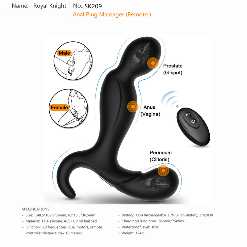 OEM d'ODM de prostate adulte à télécommande de 80 jouets de minutes vibrateur anal Li Ion Battery