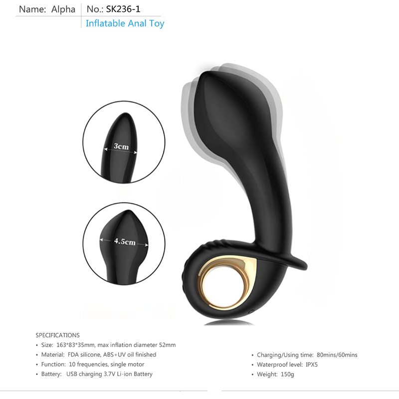 10 hommes gais de Toy Anal Sex Toys For de prostate de bout de modes de godemiché anal gonflable de prise