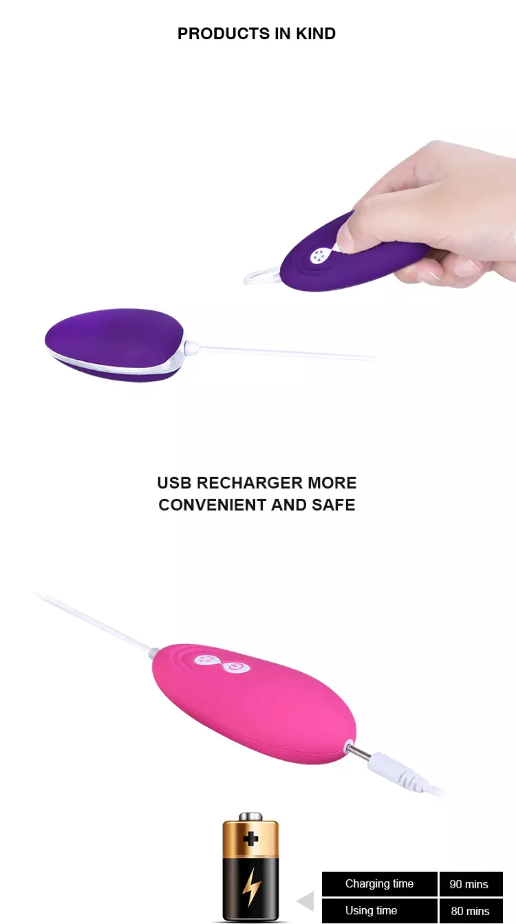 Boule à télécommande sans fil d'oeufs d'amour de silicone de balle de batterie rechargeable de vibrateur